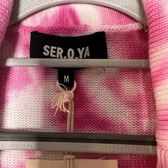 NWT SER.O.YA Gloria Cardigan Dress in White Pink Swirl Tie dye - Picture 4 of 10